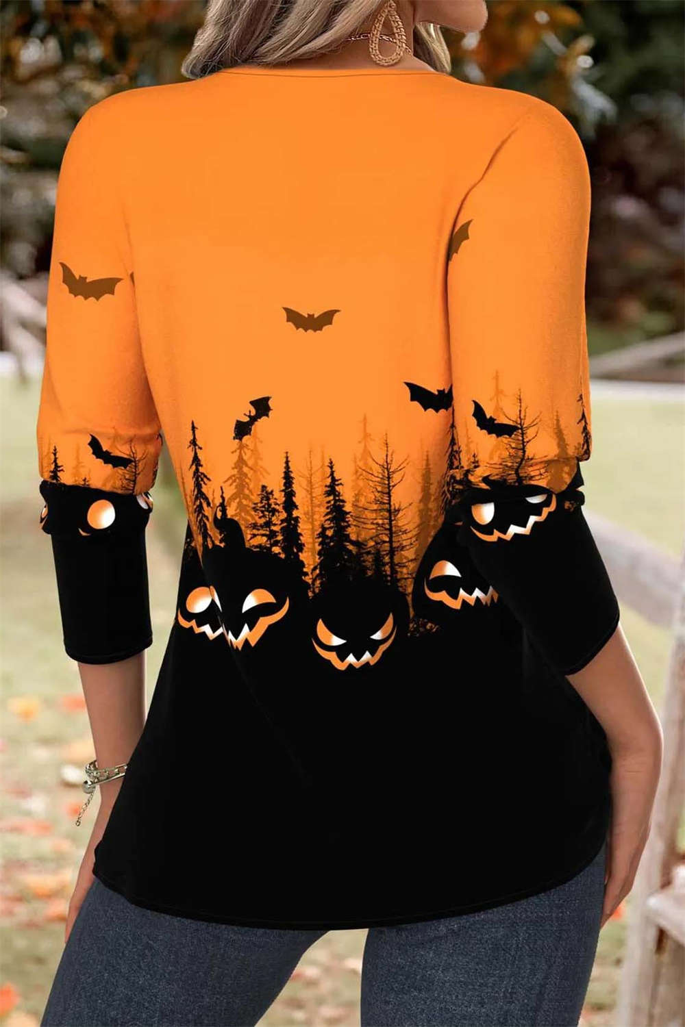 Yvonne Pumpkin Forest Blouse, back view