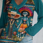 Andrea Teal Skeleton Blouse in teal, front view