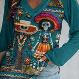 Andrea Teal Skeleton Blouse in teal, front view