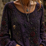 Gianna Gothic Rose Spider Blouse in purple, front view