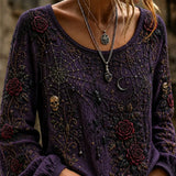 Gianna Gothic Rose Spider Blouse in purple, front view