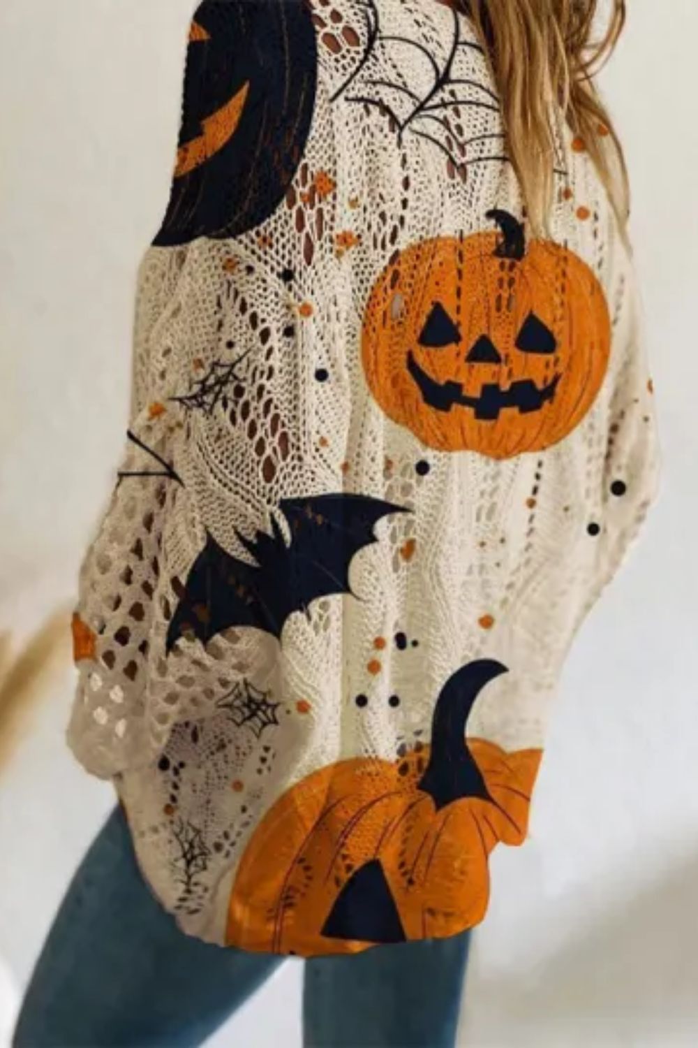 Gwen Pumpkin Bat Knit Sweater, detail view