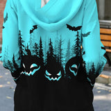 Vera | Halloween-Inspired Multi Pumpkin Bat V Neck Hoodie