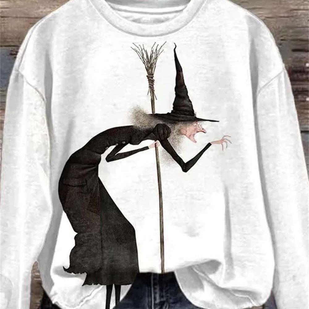 Rebecca White Witch Sweatshirt in white, front view