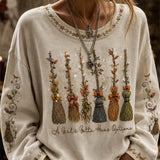 Lauren Broom Print Sweatshirt in beige, front view