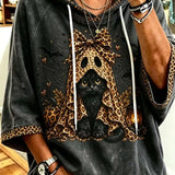 Melody cat and spiderweb hoodie in gray, front view