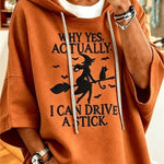 Chloe witch graphic hoodie in orange, front view