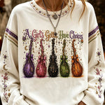 Genevieve witch broom sweatshirt in white, front view