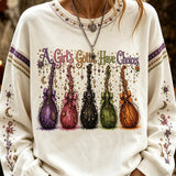Genevieve witch broom sweatshirt in white, front view