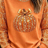 Ivy pumpkin bow top in orange, front view