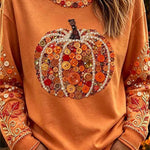 Willow pumpkin leaf top in orange, front view