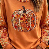 Willow pumpkin leaf top in orange, front view