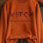 Lucy Witch Letter Sweatshirt in orange, front view