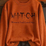 Lucy Witch Letter Sweatshirt in orange, front view