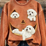Freya dog pumpkin top in brown, front view