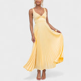 Carol | Yellow Pleated Maxi Dress