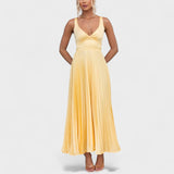 Carol | Yellow Pleated Maxi Dress