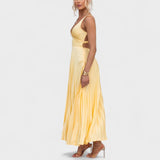 Carol | Yellow Pleated Maxi Dress
