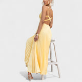 Carol | Yellow Pleated Maxi Dress