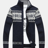 Gage | Geometric Print Zip Christmas Cardigan