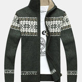 Gage | Geometric Print Zip Christmas Cardigan