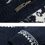 Gage | Geometric Print Zip Christmas Cardigan