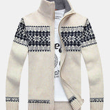 Gage | Geometric Print Zip Christmas Cardigan