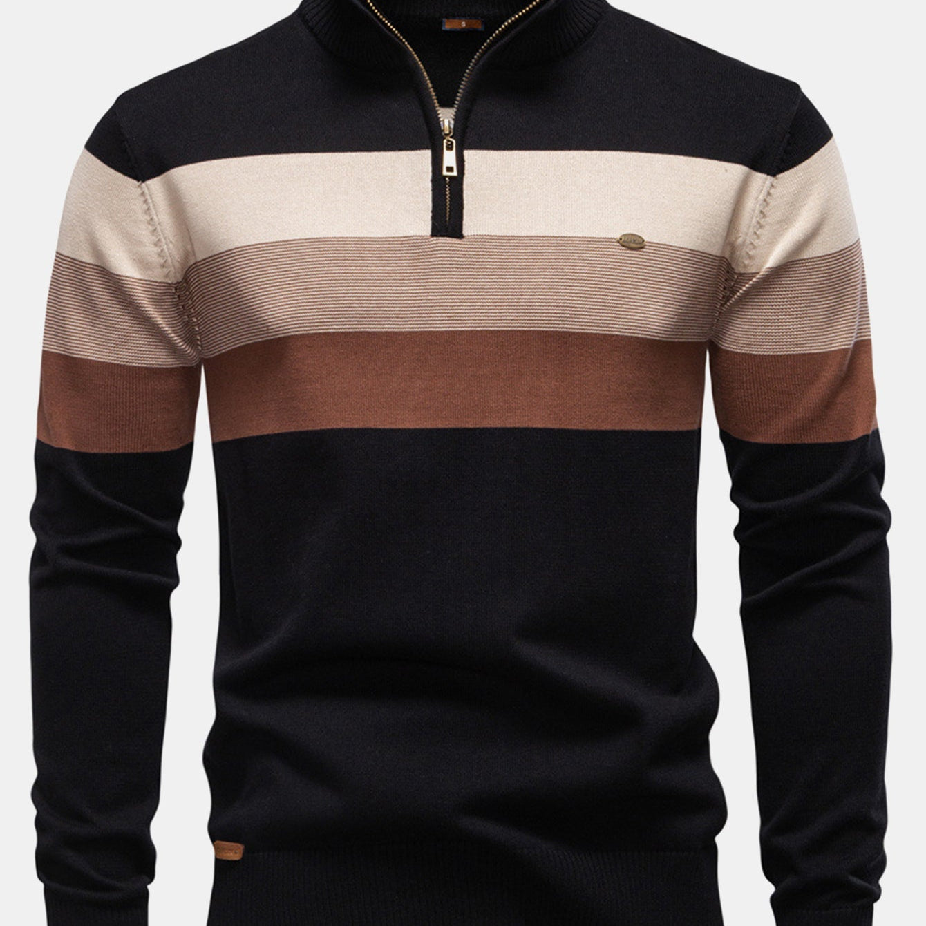 Miles | Contrast Striped Quarter-Zip Sweater