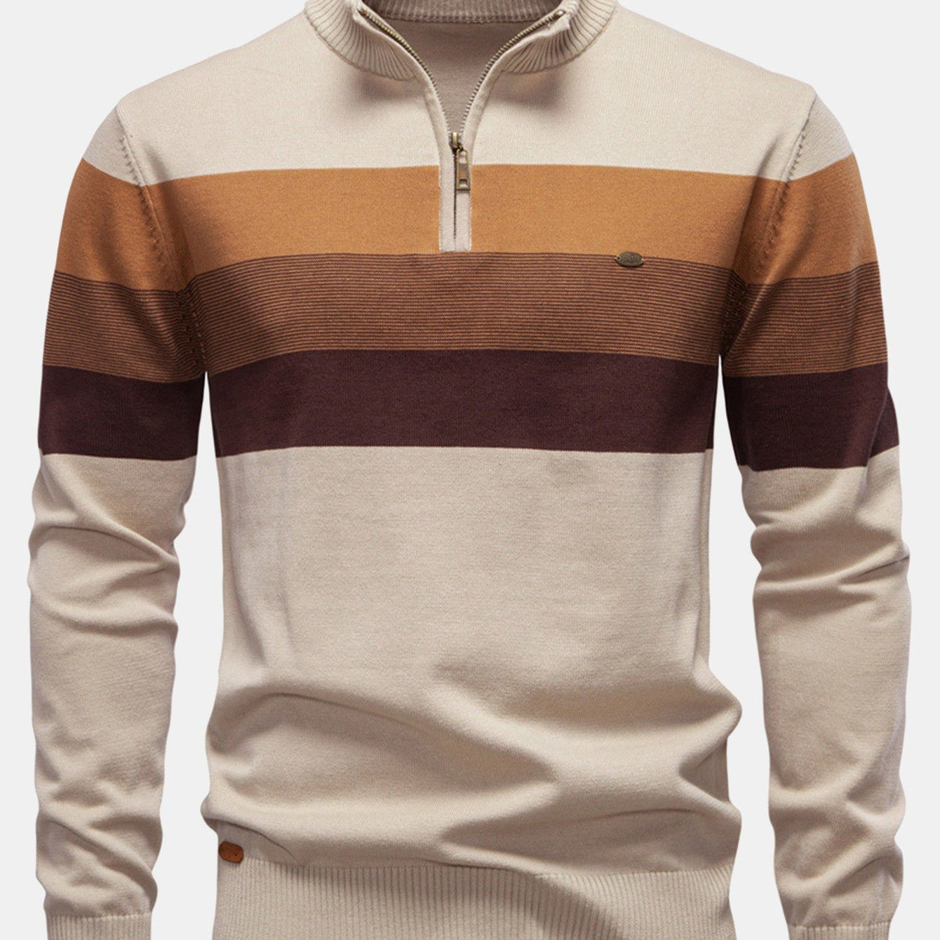 Miles | Contrast Striped Quarter-Zip Sweater