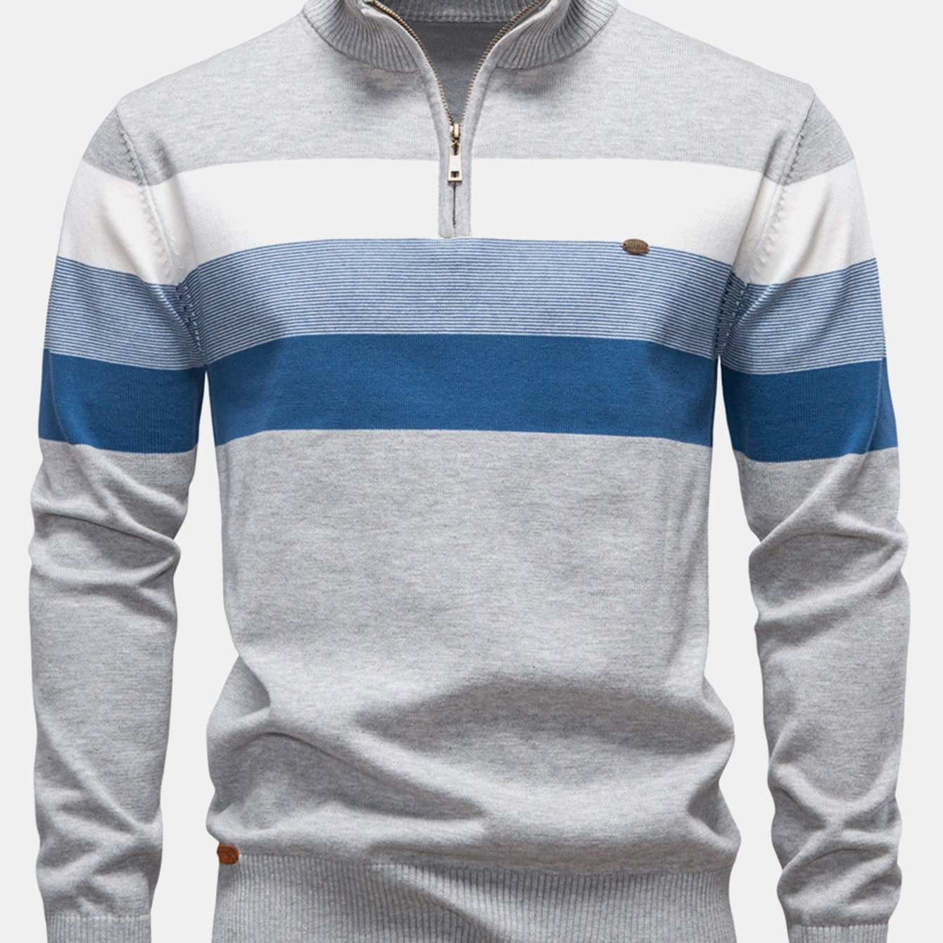 Miles | Contrast Striped Quarter-Zip Sweater