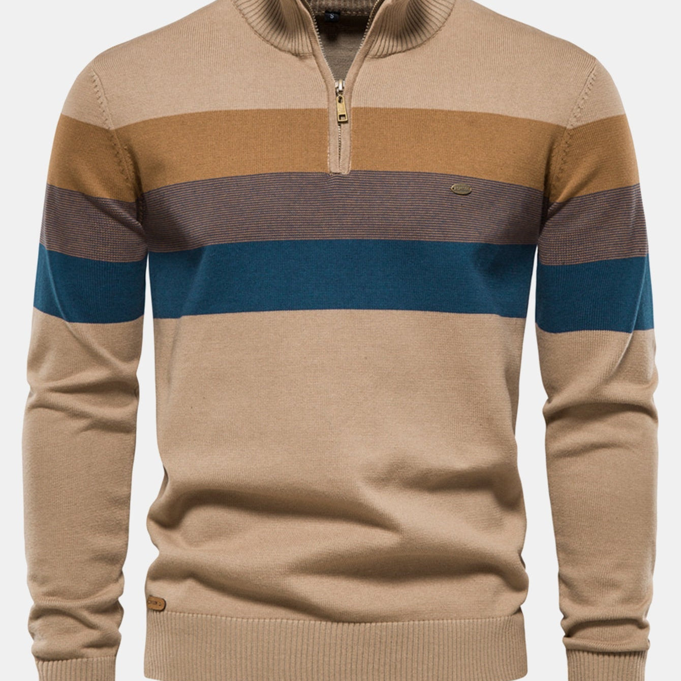 Miles | Contrast Striped Quarter-Zip Sweater
