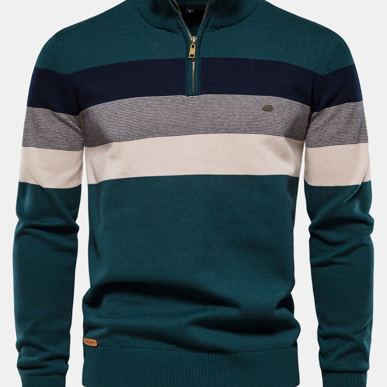 Miles | Contrast Striped Quarter-Zip Sweater