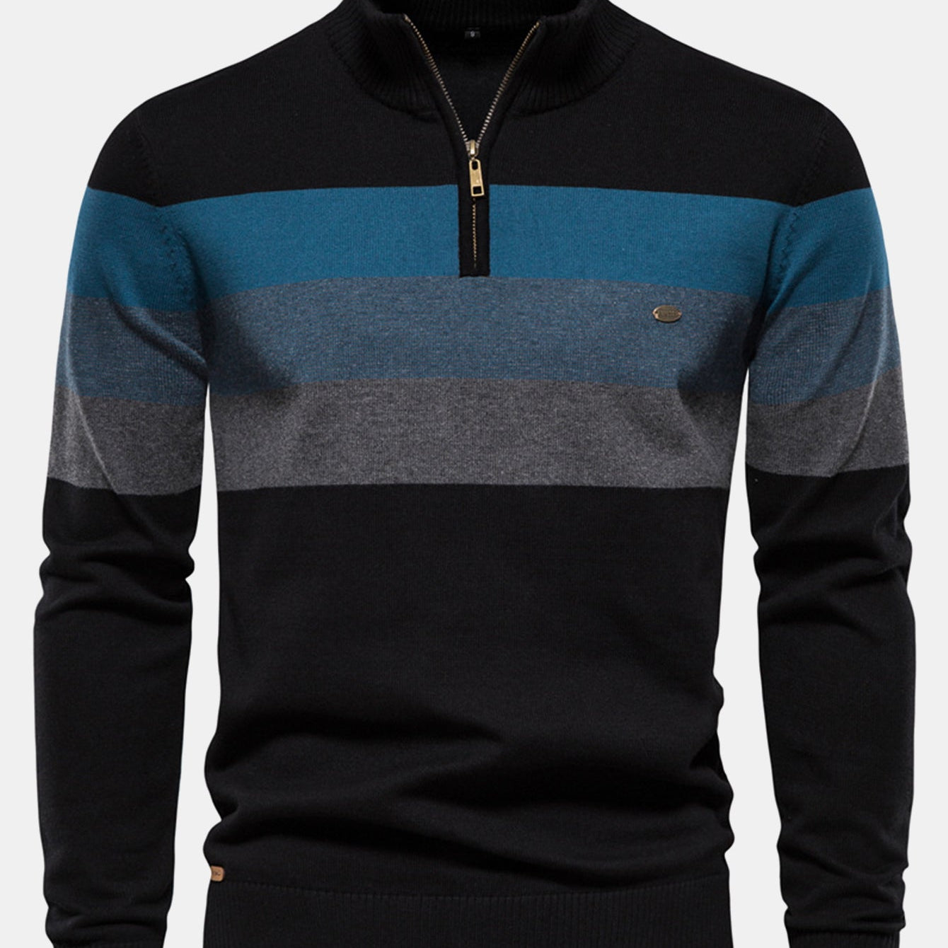 Miles | Contrast Striped Quarter-Zip Sweater