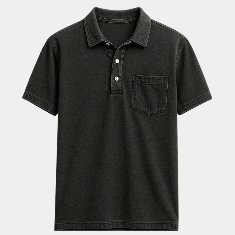 Cameron | Denim Look Polo with Chest Pocket