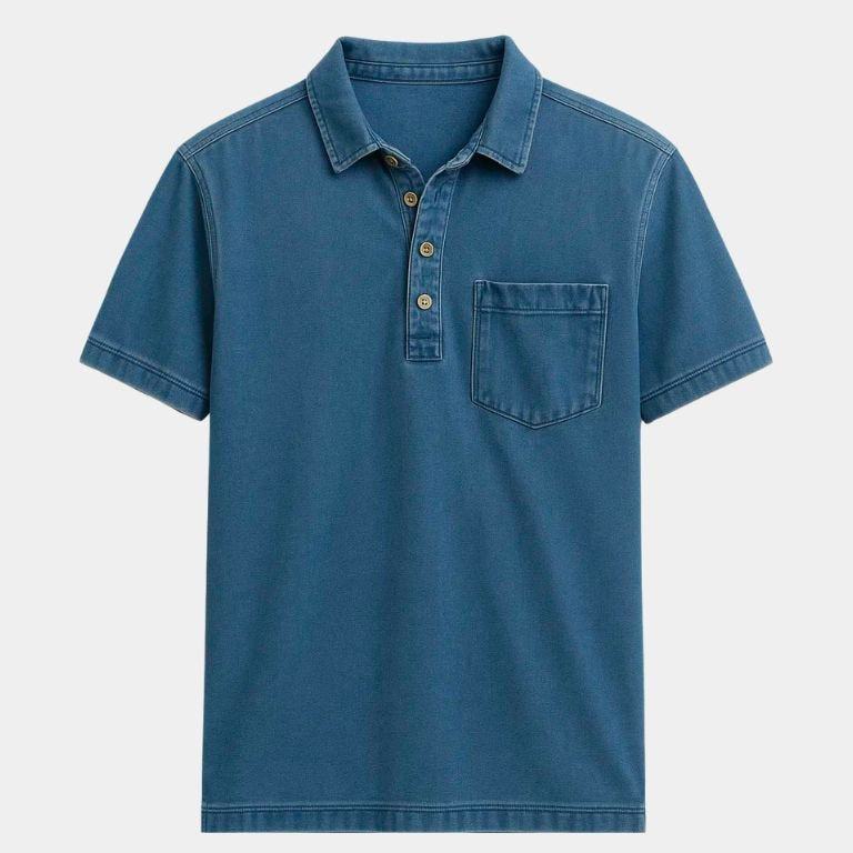 Cameron | Denim Look Polo with Chest Pocket