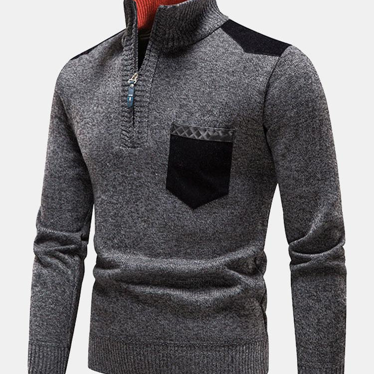Malcolm | Contrast Pocket Panel Half-Zip Sweater