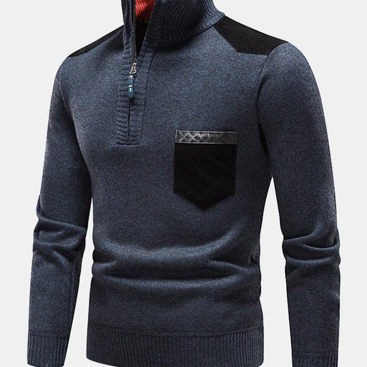 Malcolm | Contrast Pocket Panel Half-Zip Sweater
