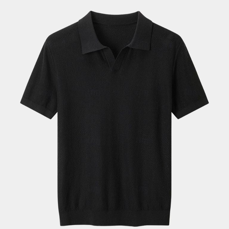 Bryce | Knit Polo with Open Lapel Collar
