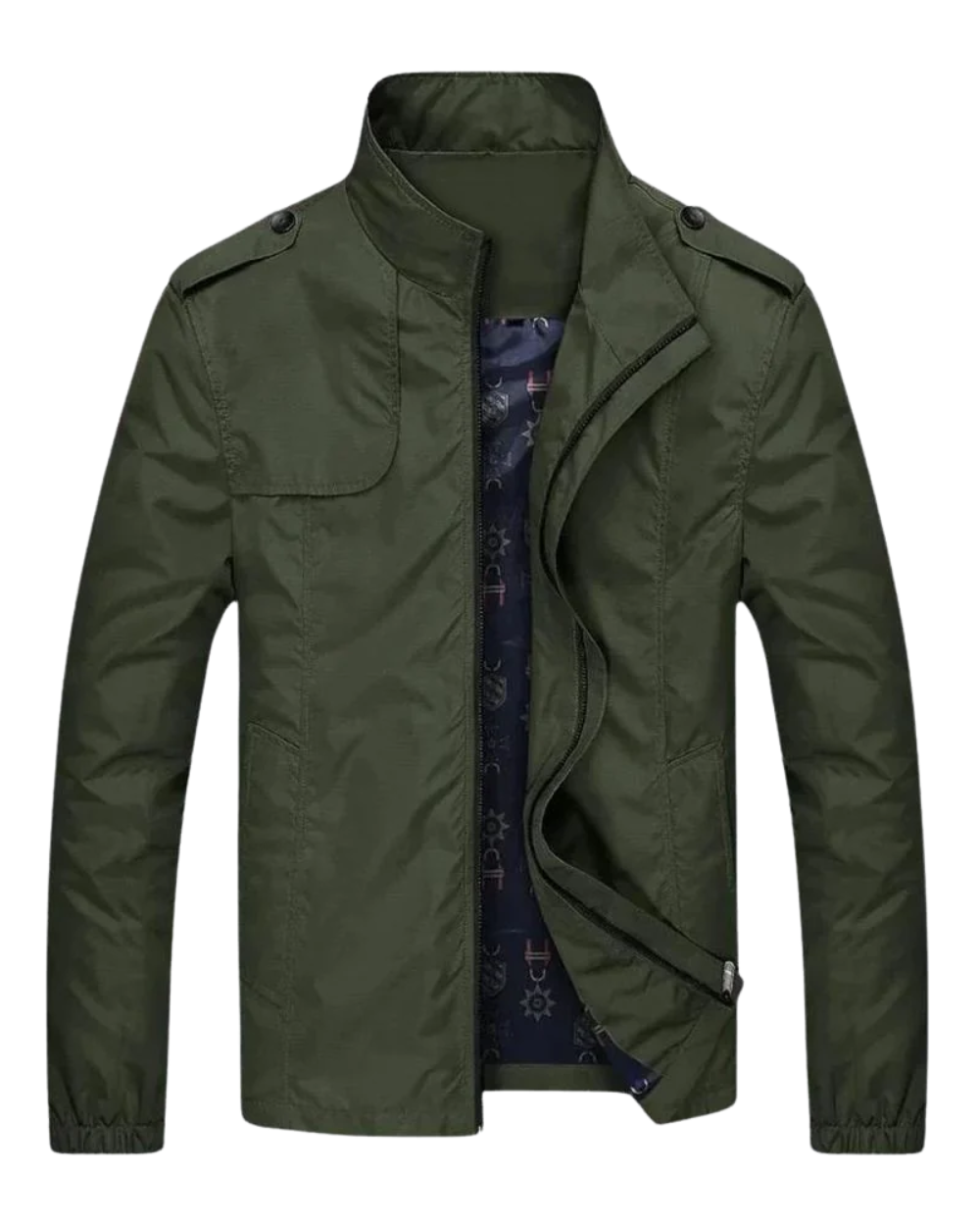 Dwight men's lightweight military jacket in Army Green, front view