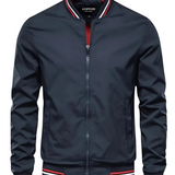 Frank men's striped trim bomber jacket, view 5