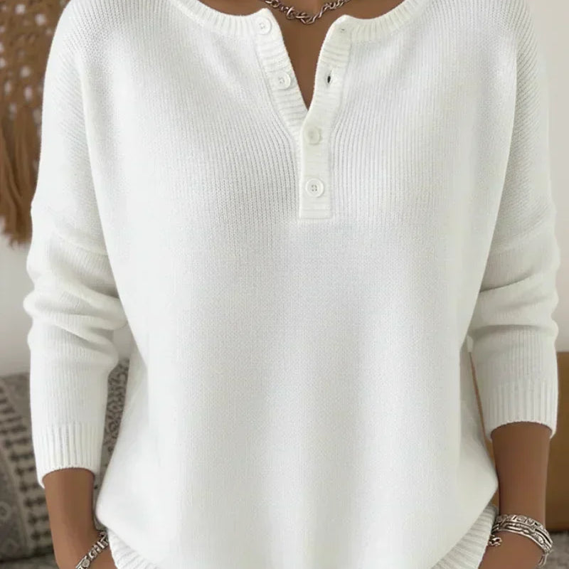 Carol | Henley Button Knit Sweater