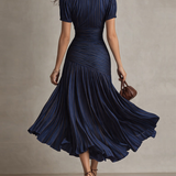 Shelby - Striped Shirt Collar Midi Dress