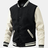Leo | Wool-Look Baseball Jacket with Faux Leather Sleeves