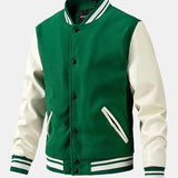 Leo | Wool-Look Baseball Jacket with Faux Leather Sleeves