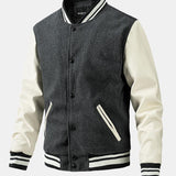 Leo | Wool-Look Baseball Jacket with Faux Leather Sleeves