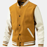 Leo | Wool-Look Baseball Jacket with Faux Leather Sleeves