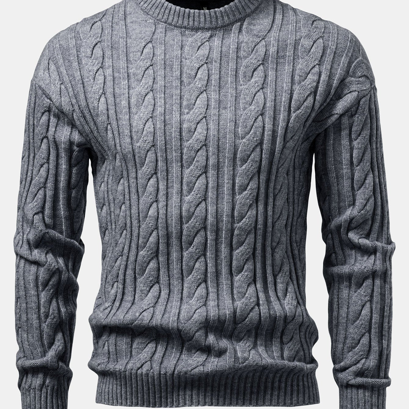 Tristan | Jacquard Cable Knit Crew Neck Sweater