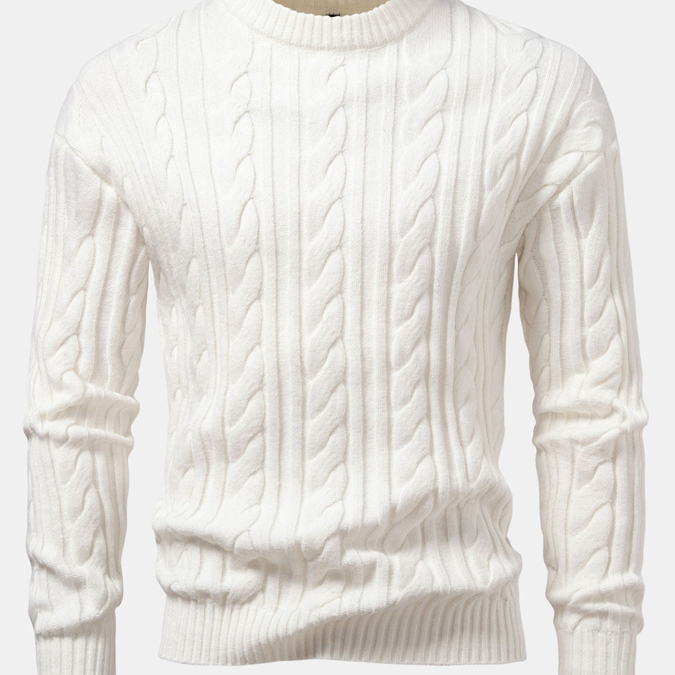 Tristan | Jacquard Cable Knit Crew Neck Sweater