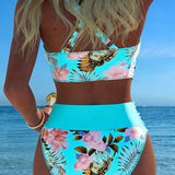 Faye | Bikini with Contrasting Floral Print and Slit