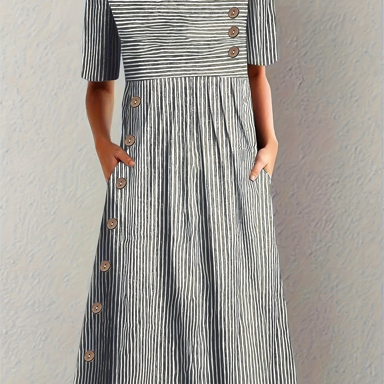 Josephine - Elegant Striped Summer Midi Dress